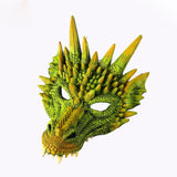 Charger l&#39;image dans la galerie, 3D PU Dinosaur Dragon Mask Halloween Party Props Costumes Decoration Green