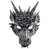 Charger l&#39;image dans la galerie, 3D PU Dinosaur Dragon Mask Halloween Party Props Costumes Decoration Sliver-black