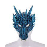 Charger l&#39;image dans la galerie, 3D PU Dinosaur Dragon Mask Halloween Party Props Costumes Decoration Blue
