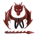 Charger l&#39;image dans la galerie, Dinosaur Halloween Costume with Mask Wing Tail Cosplay T Rex Performance Props Red