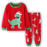 Charger l&#39;image dans la galerie, Kids Dinosaur Pajamas Set Christmas Theme Printed Soft Sleepwear Holiday Pjs A / 2T