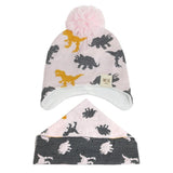 Charger l&#39;image dans la galerie, 3 Months to 8 Years Kids Knitted Dinosaur Hat Scarf Set Fleece Lining with Pompom Pink / 3-18M