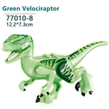 Charger l&#39;image dans la galerie, 5&quot; Luminous Dinosaur Jurassic Theme Building Blocks DIY Action Figures Play Set Velociraptor Green
