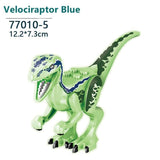 Charger l&#39;image dans la galerie, 5&quot; Luminous Dinosaur Jurassic Theme Building Blocks DIY Action Figures Play Set Velociraptor Blue