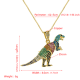 Charger l&#39;image dans la galerie, T-Rex Micro-inlaid Color Zirconium Dinosaur Pendant Necklace Gift for Women Girls