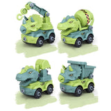 Charger l&#39;image dans la galerie, Inertial Take Apart Construction Dinosaur Truck Car T Rex Triceratops Excavator Toy for Kids 4 Pack
